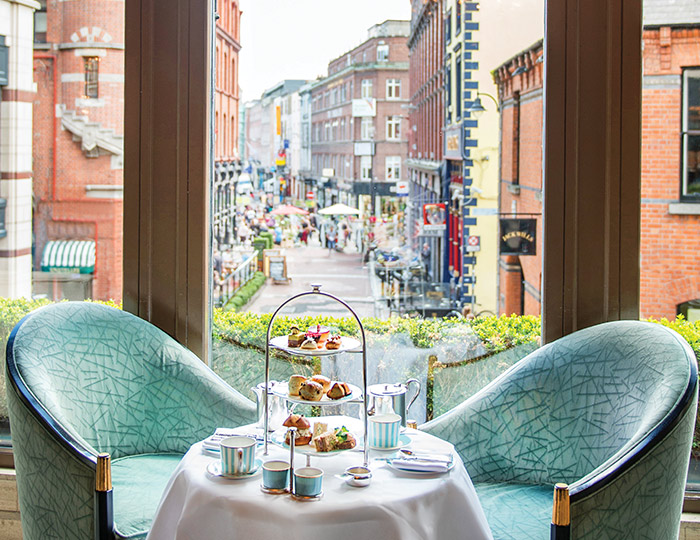 Afternoon tea in The Westbury’s elegant lobby lounge, which looks out onto Dublin’s Grafton Street, is an impressive event.