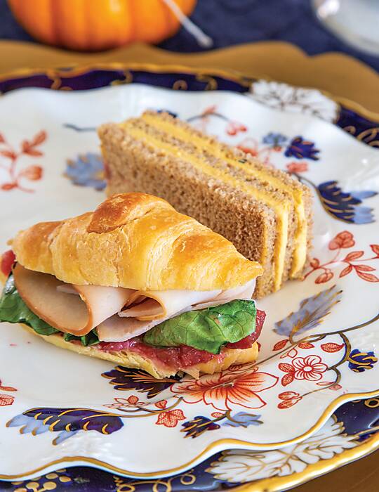 Turkey Tea Sandwiches and Cream Cheese Triple-Stack Sandwiches.