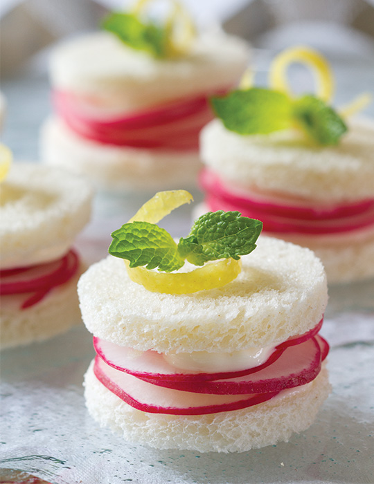 Lemon-Mint Radish Tea Sandwiches