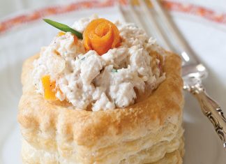 Apricot-Chive Chicken Salad in Puff Pastry Shells