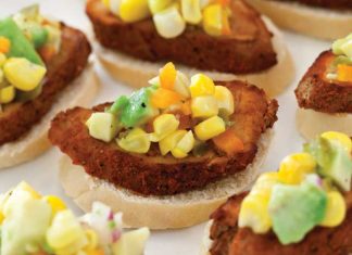 Pork-Crostini-with-Corn-Avocado-Relish