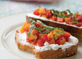 Roast-Pepper-Compote-with-Goat-Cheese