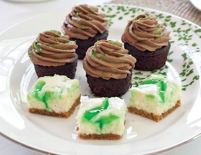 Chocolate-Guinness Mini Cupcakes Lemon-Mint Cheesecake Bars