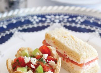 Hanukkah Tea salad and sandwich savories
