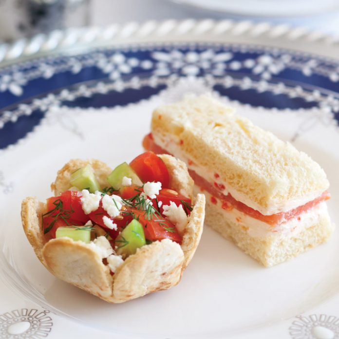 Hanukkah Tea salad and sandwich savories