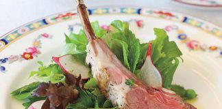 Frenched Lamb Chops and Aparagus and Baby Green Pea Spring Salad