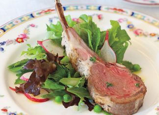 Frenched Lamb Chops and Aparagus and Baby Green Pea Spring Salad