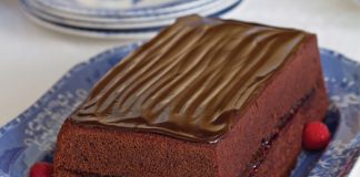 Chocolate-Iced Loaf Cake with Raspberry Filling