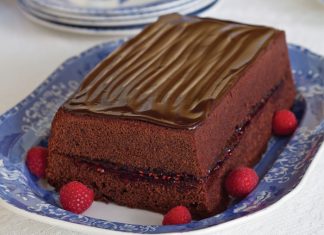 Chocolate-Iced Loaf Cake with Raspberry Filling