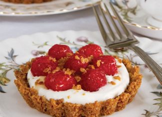 Raspberry-Oat Tartlets with Whiskey-Honey Cream