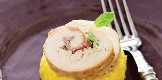 Chicken Saltimbocca Roulades with Saffron Risotto