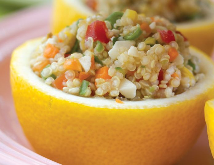 Veggie-Quinoa Salad in Lemon Halves