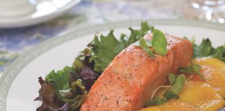 Salmon and Roast-Peach Salad