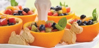 Minted Fruit in Orange Bowls