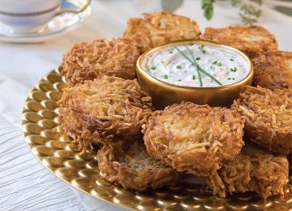 Potato Latkes with Chive Sour Cream
