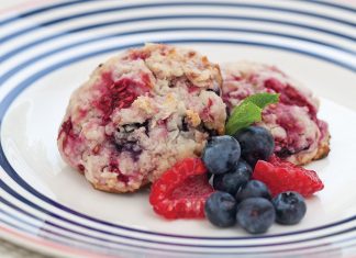 Raspberry-Blueberry Drop Scones