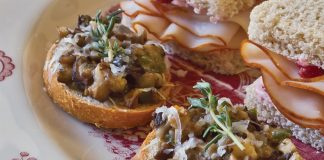 Mushroom-Swiss Crostini