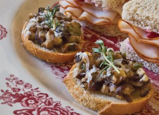 Mushroom-Swiss Crostini
