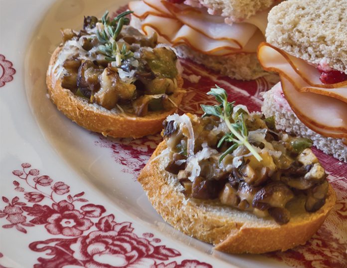 Mushroom-Swiss Crostini