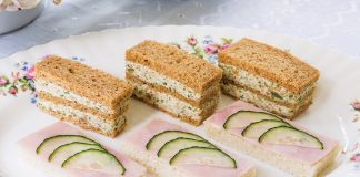 Cucumber-Ham Canapés Olive-Almond Triple Stacks