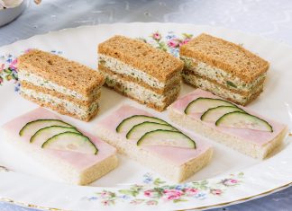Cucumber-Ham Canapés Olive-Almond Triple Stacks