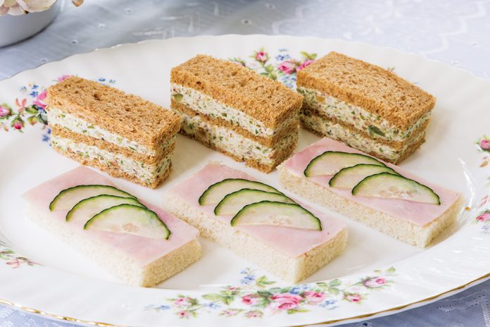 z7 Cucumber-Ham Canapés Olive-Almond Triple Stacks