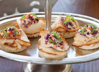 Buffalo Chicken and Slaw Canapés