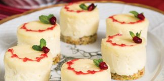 White Chocolate & Pomegranate cheesecakes.