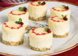 White Chocolate & Pomegranate cheesecakes.