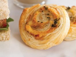 Caramelized Shallot, Parmesan, and Thyme Puff Pastry Swirls