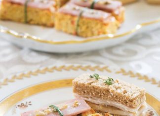 Ham & Cornbread Canapés with Leek-Chive Butter