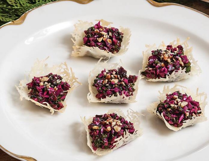 Kale-Cabbage Slaw in Frico Cups