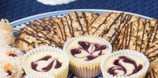Mini Blueberry-Swirl Cheesecakes