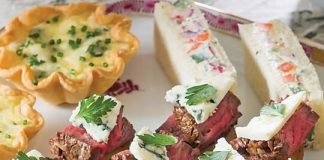Blue Cheese-Filet Rose Potato Canapés