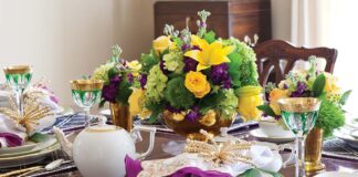 mardi gras tea tablescape