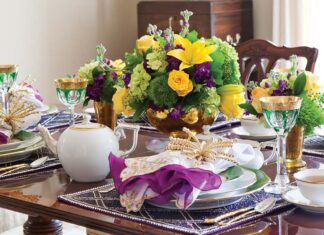 mardi gras tea tablescape