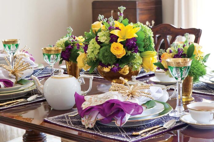 mardi gras tea tablescape