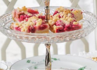 Raspberry-Rhubarb Tray Bake