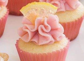 Lemon Cupcakes with Fresh Strawberry Frosting