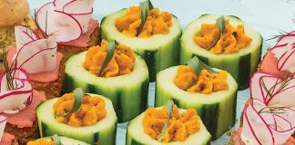 Roasted Carrot & Tarragon Hummus Canapés