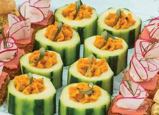 Roasted Carrot & Tarragon Hummus Canapés