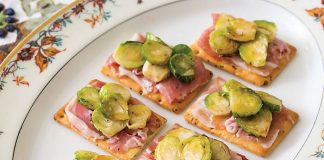 Brussels Sprout–Pancetta Canapés with Apple Cider Gastrique