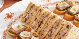 Cranberry-Walnut Ham Salad Tea Sandwiches