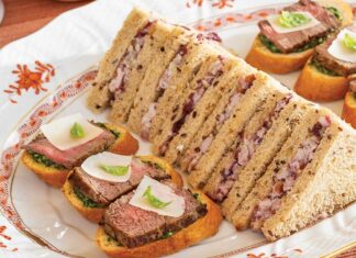 Cranberry-Walnut Ham Salad Tea Sandwiches