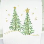Holiday Trees Embroidered Tea Towel