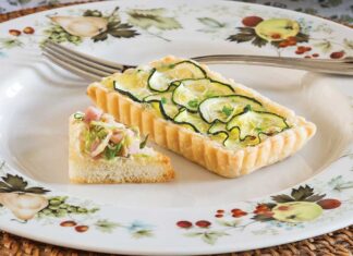 Shaved Brussels with Ham on Lemon-Ricotta Toast Points