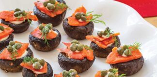 Salmon-Topped Mushroom Canapés