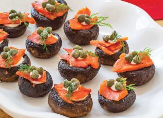 Salmon-Topped Mushroom Canapés