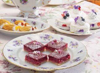 Meyer Lemon–Hibiscus Squares