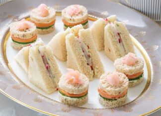 Smoked Salmon, Cucumber & Pickled Ginger Tea Sandwiches